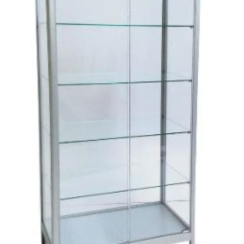 Vitrina expositora de cristal con led 4 estantes 80x40x180 cm