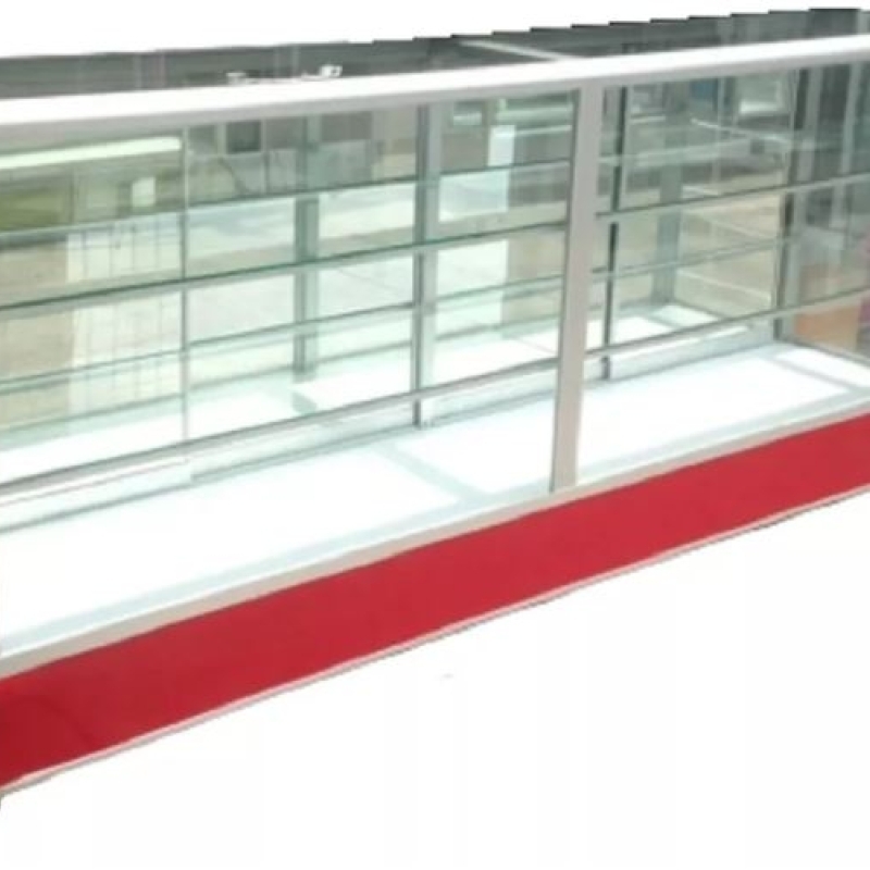 Vitrina Mostrador Exhibidora Aluminio 1.8m Largo 2 Niv